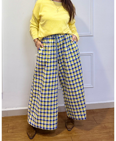 💙 PANTALÓN PALAZZO CUADROS VICHY