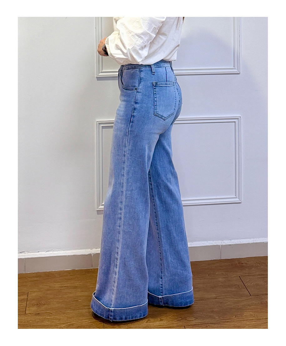 JEANS WIDE LEG AZUL CLARO