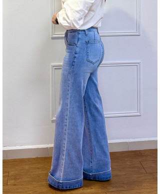 JEANS WIDE LEG AZUL CLARO