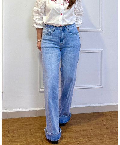 JEANS WIDE LEG AZUL CLARO