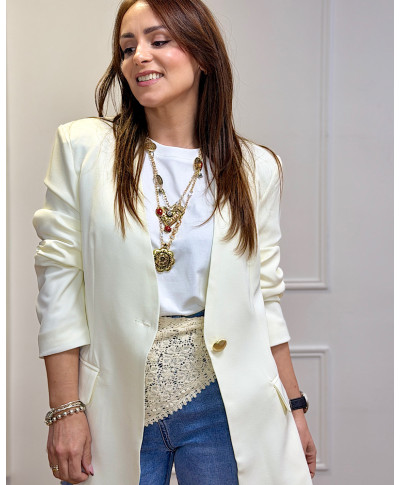 BLAZER BLANCO ROTO BOTON DORADO