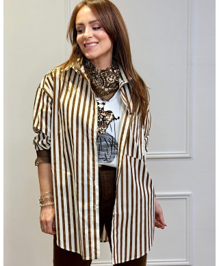 CAMISA OVERSIZE RAYAS MARRON
