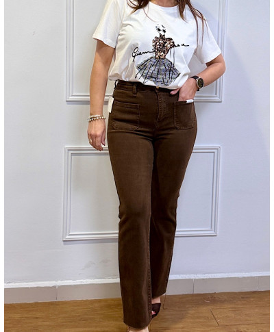 PANTALON TINA MARRON CHOCOLATE