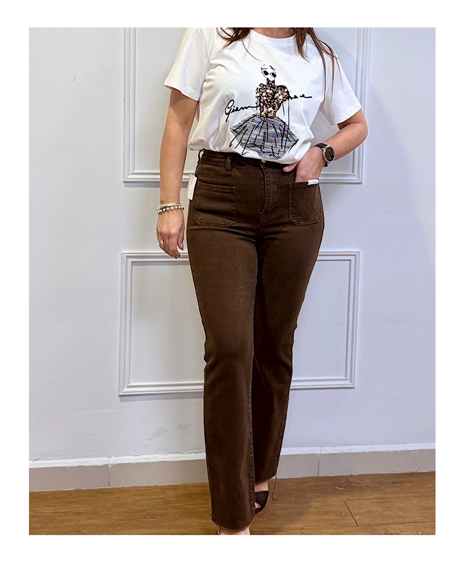 PANTALON TINA MARRON CHOCOLATE