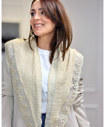 PAÑUELO TAUPE BORDADO