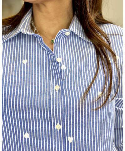 CAMISA RAYAS CELESTE ELEGANCE