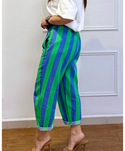 PANTALÓN RAYAS COLOR POP AZUL
