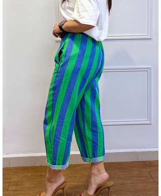 PANTALÓN RAYAS COLOR POP AZUL