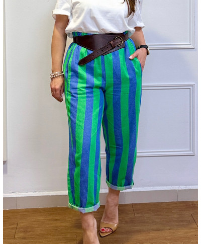 PANTALÓN RAYAS COLOR POP AZUL