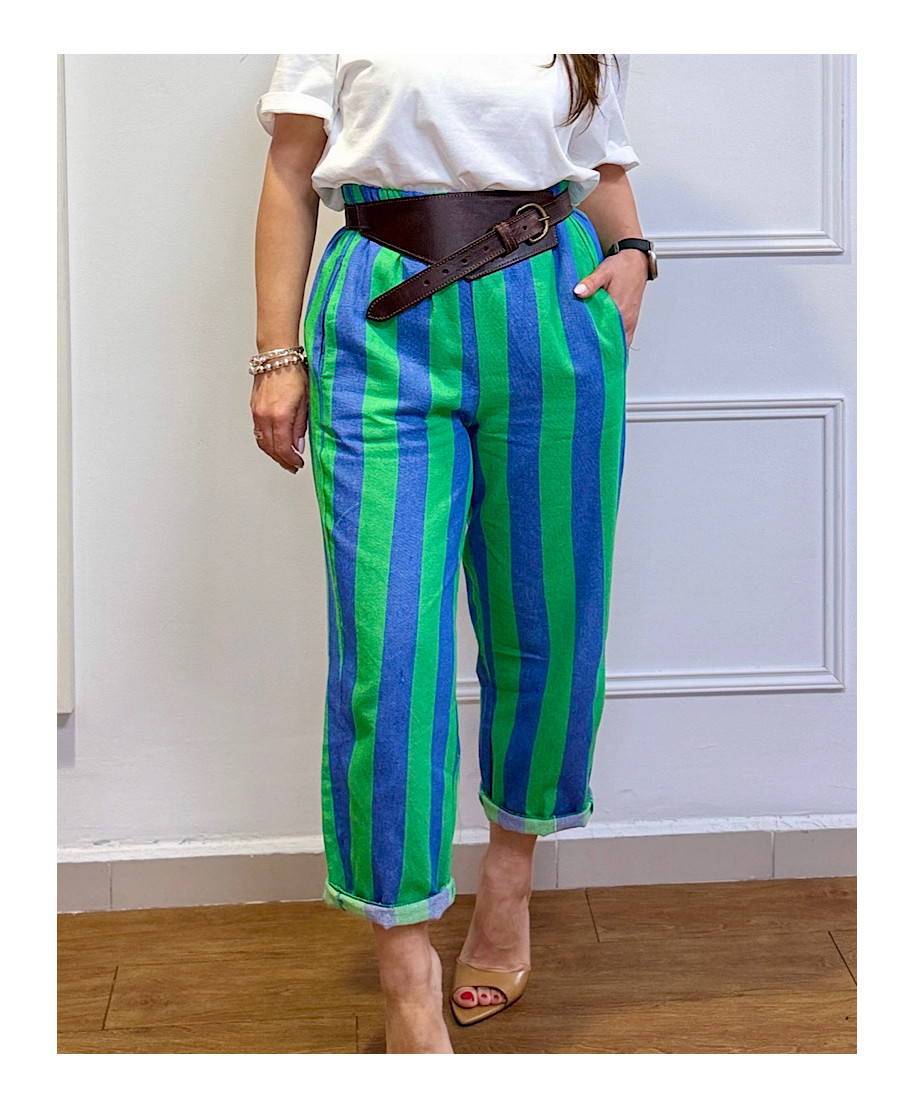 PANTALÓN RAYAS COLOR POP AZUL