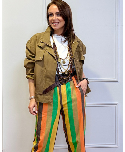 PANTALÓN RAYAS COLOR POP – MARRON