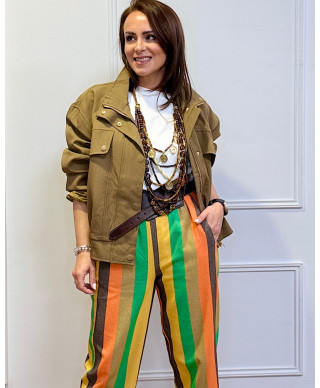 PANTALÓN RAYAS COLOR POP – MARRON