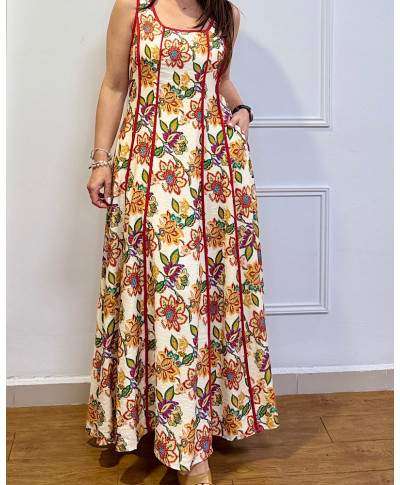 VESTIDO LARGO FLORAL BOHO GARDEN CALDERA