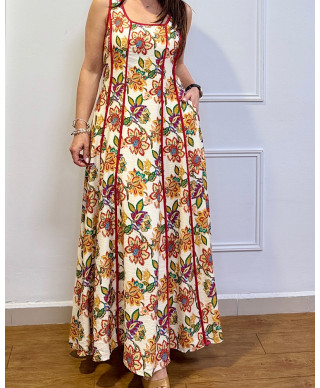 VESTIDO LARGO FLORAL BOHO GARDEN CALDERA
