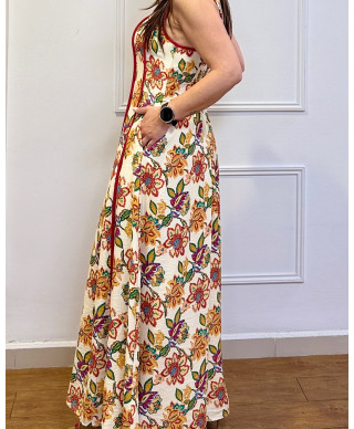 VESTIDO LARGO FLORAL BOHO GARDEN CALDERA
