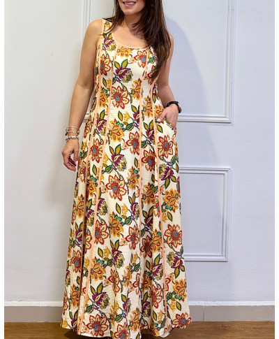 Vestido Largo Floral Boho Garden – MANDARINA