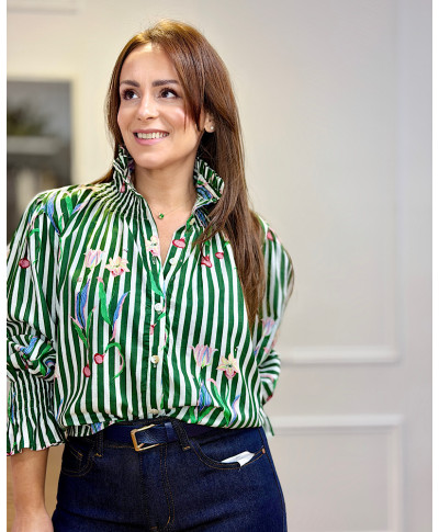 BLUSA AURA CHIC ESTAMPADA  VERDE
