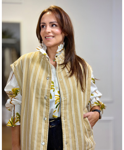 CHALECO CHIC RAYAS CAMEL