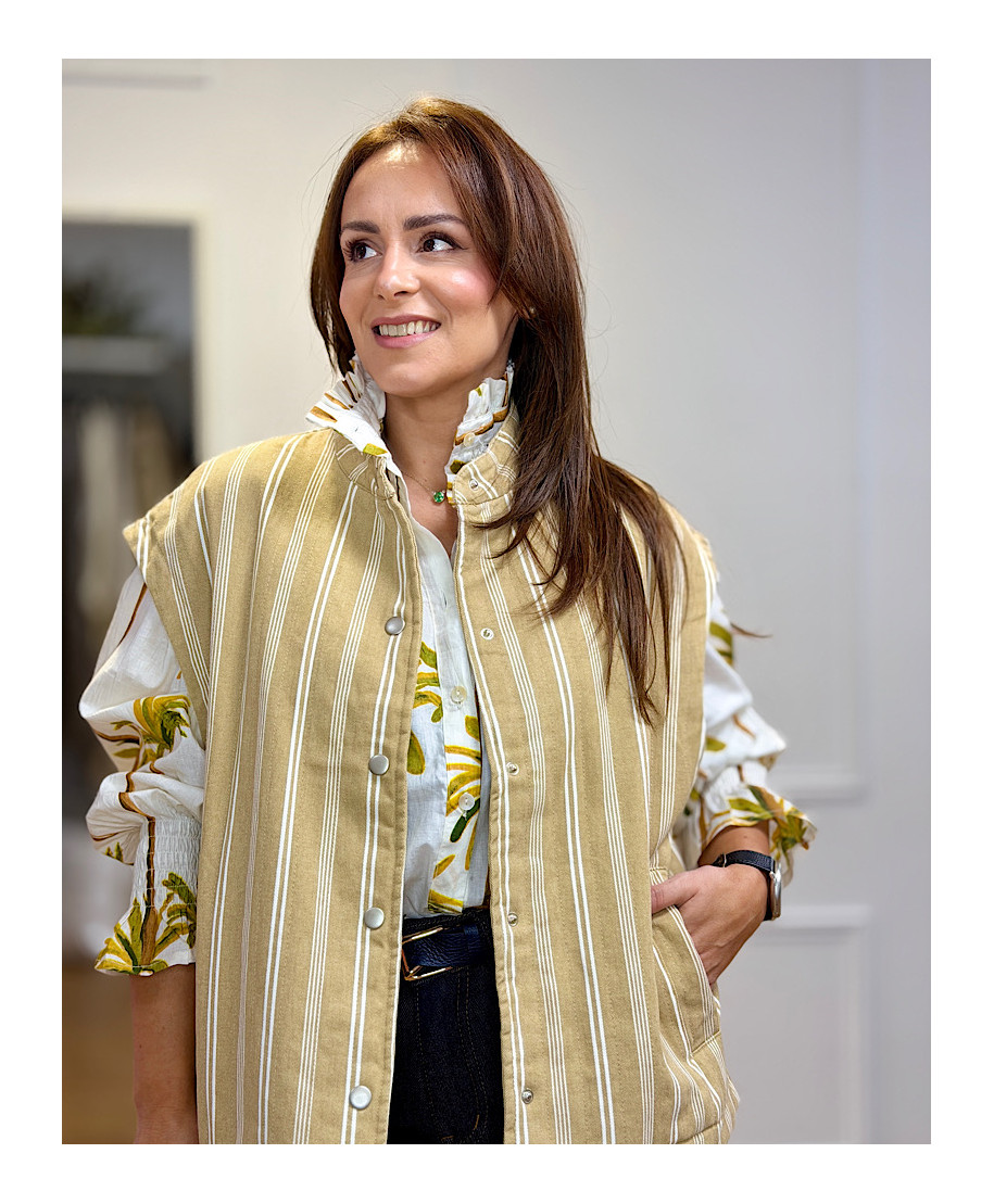 CHALECO CHIC RAYAS CAMEL