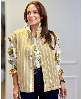 CHALECO CHIC RAYAS CAMEL
