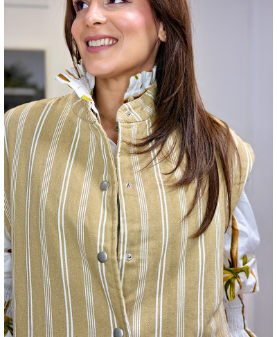 CHALECO CHIC RAYAS CAMEL