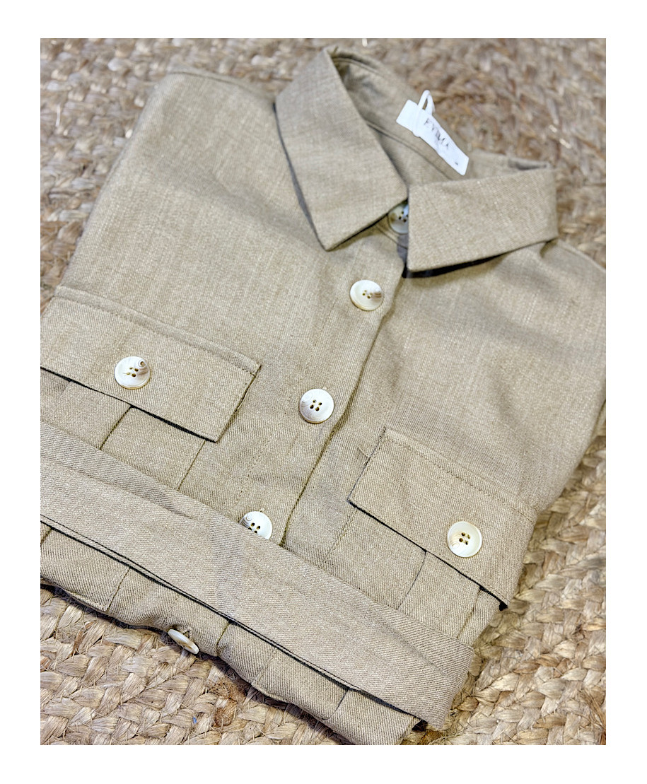 CAMISA LINEN CHIC CAMEL