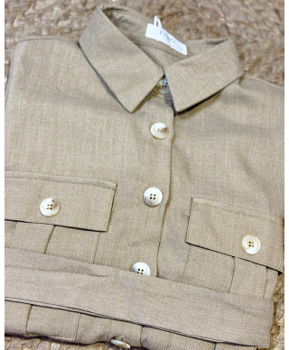 CAMISA LINEN CHIC CAMEL