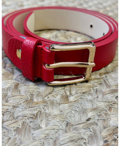 CINTURÓN ESSENTIAL LEATHER ROJO