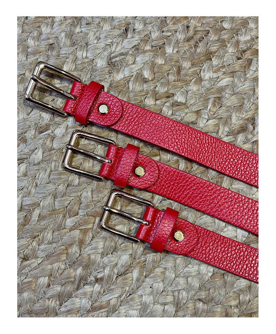 CINTURÓN ESSENTIAL LEATHER ROJO