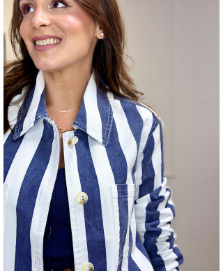 CHAQUETA NAUTIC RAYAS PREMIUM MARINO