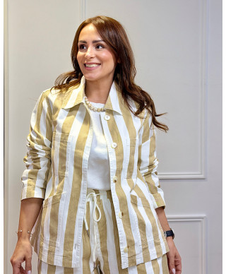 CHAQUETA NAUTIC RAYAS PREMIUM BEIGE