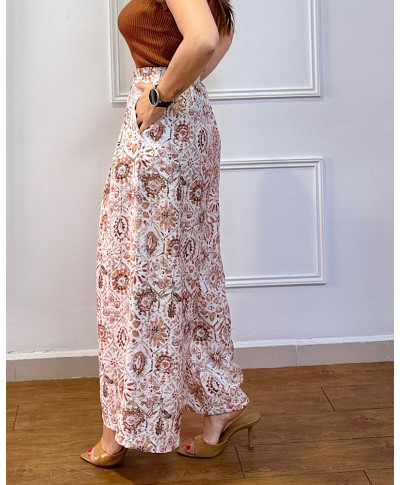PANTALÓN BOHO LUXE PRINT – WIDE LEG MARRON