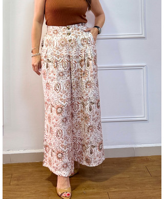 PANTALÓN BOHO LUXE PRINT – WIDE LEG MARRON