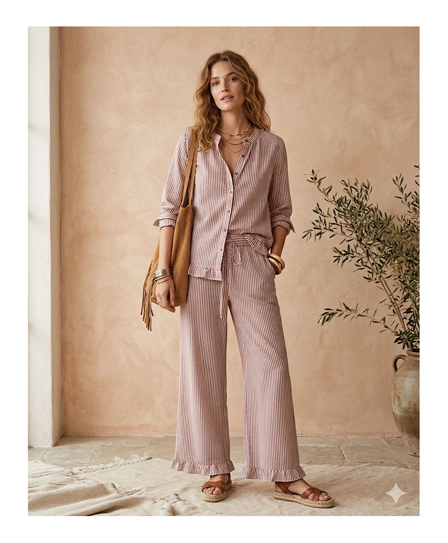 CONJUNTO RIVIERA STRIPES MOCCA
