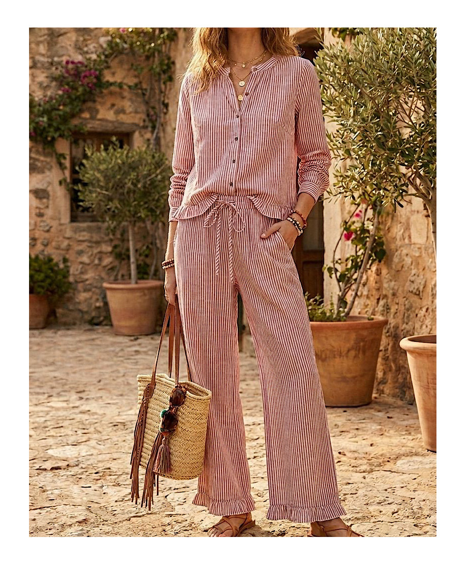 CONJUNTO RIVIERA STRIPES TEJA
