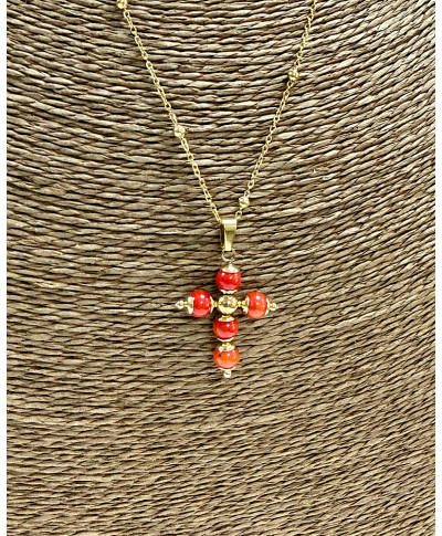 COLLAR CRUZ CORAL “SACRED CORAL”