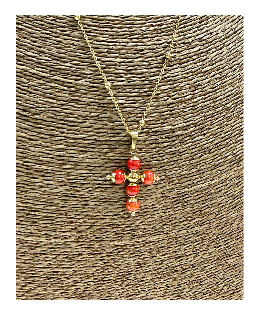 COLLAR CRUZ CORAL “SACRED CORAL”