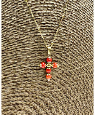 COLLAR CRUZ CORAL “SACRED CORAL”