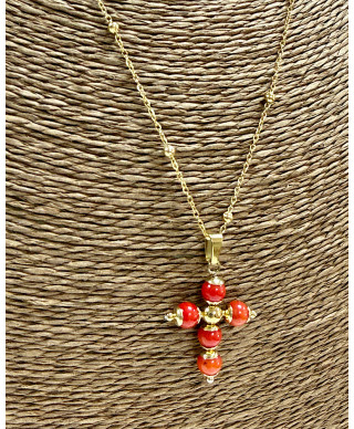 COLLAR CRUZ CORAL “SACRED CORAL”