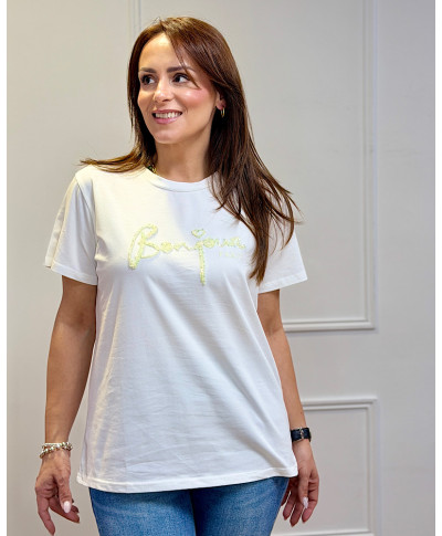 CAMISETA BORDADA “BONJOUR CHIC”BLANCA