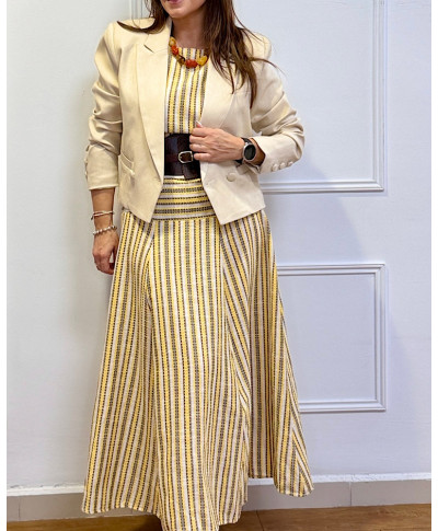 VESTIDO MIDI RAYAS “GOLDEN HARMONY”