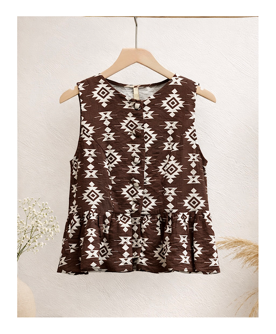 BLUSA ÉTNICA VOLANTE “SAHARA CHIC”