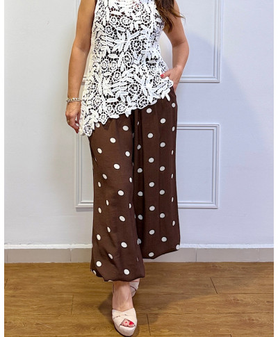 PANTALÓN BOMBACHO LUNARES MARRON “DOT FLOW”