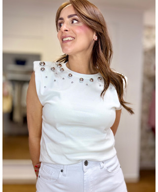 CAMISETA GLAM STUDS – BLANCO