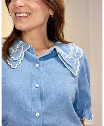 BLUSA “CELESTE ROMANCE” AZUL