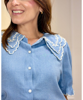 BLUSA “CELESTE ROMANCE” AZUL