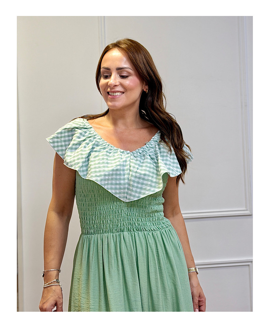 VESTIDO ROSALIA VICHY VERDE