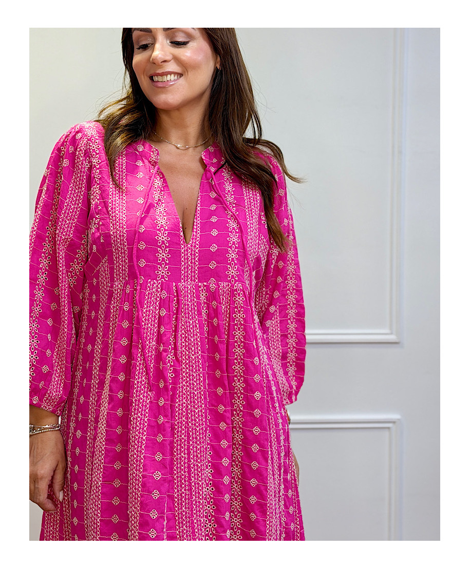 VESTIDO BOHO ROMANCE FUCSIA