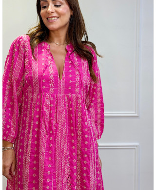 VESTIDO BOHO ROMANCE FUCSIA