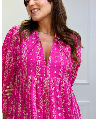 VESTIDO BOHO ROMANCE FUCSIA